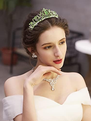COCIDE Green Tiara and Crowns for Women Crystal Headband Princess Rhinestone with Combs Bride Hairpiece Bridal Wedding Prom Birthday Party Hair Accessories Jewelry for Women and Girls