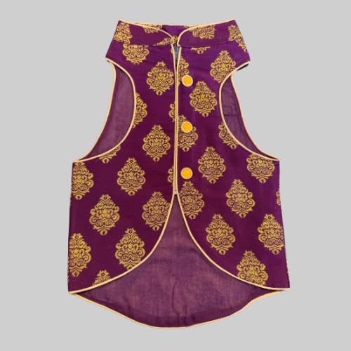 Waggy Fits Traditional Dog Sherwanis - Perfect for Weddings and Celebrations, Dog Clothes, pet cosutme, Indian pet Clothing, | Plum Maharaja Sherwani (5XL)