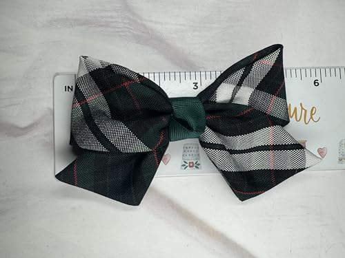 Plaid Hair Bow with Tail/Back to School Uniform Plaid Fabric/First day of School/Plaid Accessories/Alligator Clip/School Uniform Plaid (Plaid 89)