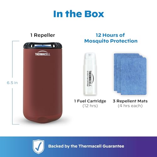 Thermacell Mosquito Repeller Patio Shield; Includes 12-Hour Refill; 15 Foot Zone of Protection; Highly Effective Mosquito Repellent for Patio; Deet Free Bug Spray Alternative; Scent Free
