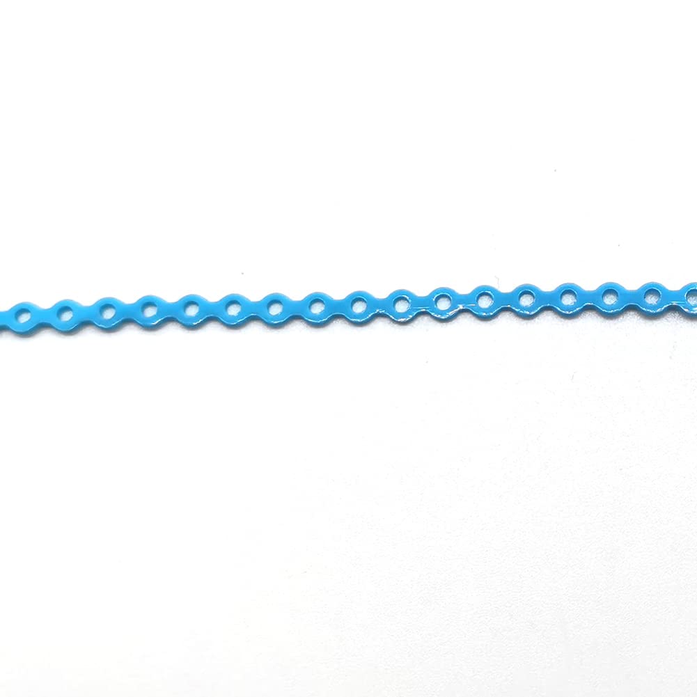 SNAWOP Dental Orthodontic Power Chain Multicolor Spool Elastic Rubber Bands for Teeth Braces (Short, Light Blue)