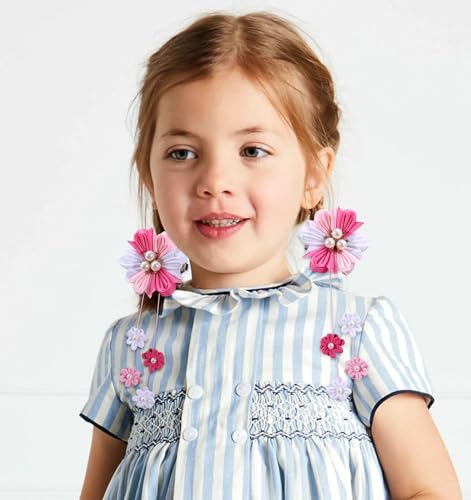 OAOLEER 6PCS Hair Bows for Girls, Flower Hair Accessories for Girls Grosgrain Ribbon Bows With Alligator Clips Girl Hair Accessories for Kids Teen Back to School (Flower Bows-A)
