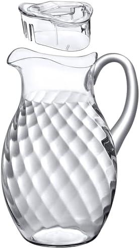 Amazing Abby - Bubbly Whirly Grand - Plastic Pitcher (96 oz, 3 Quart), Clear Water Pitcher with Lid, Fridge Jug, BPA-Free, Shatter-Proof, Great for Iced Tea, Sangria, Lemonade, Juice, Milk, and More
