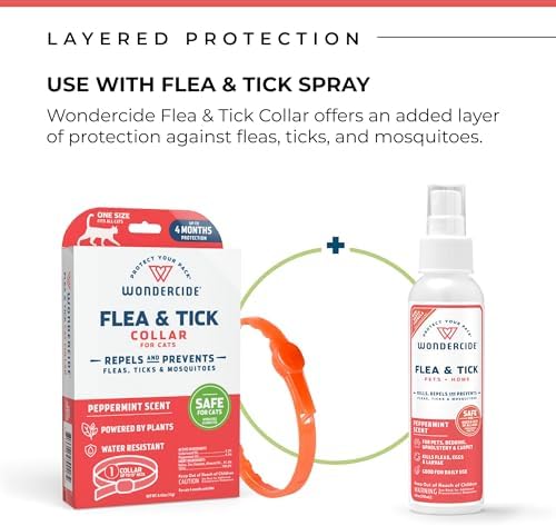 Wondercide - Flea and Tick Cat Collar - Flea, Tick, and Mosquito Repellent, Prevention for Cats - with Natural Essential Oils - Pet and Family Safe - Up to 4 Months Protection