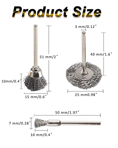 Rocaris 300 Pack Wire Brushes Set, Steel Wire Wheels Pen Brushes Set Kit Accessories for Rotary Tool