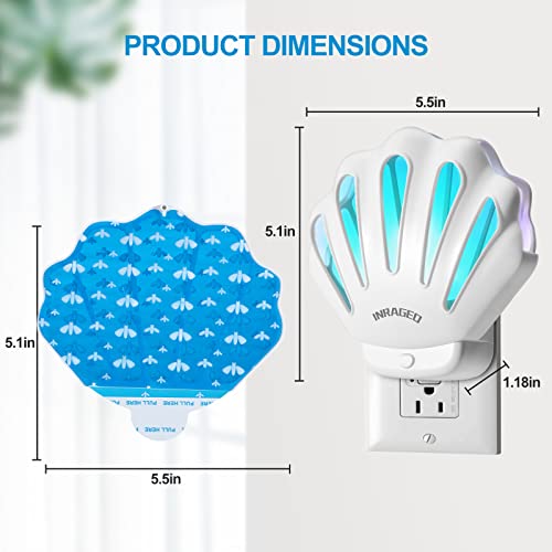 INRAGEO Flying Insect Trap HU002 Plug-in Fly Trap Indoor, Electric Bug Killer Indoor Gnat Catcher Fly Tapper with Night Light UV Attractant Catcher for Bedroom, Kitchen, Office (2 Pack, White)