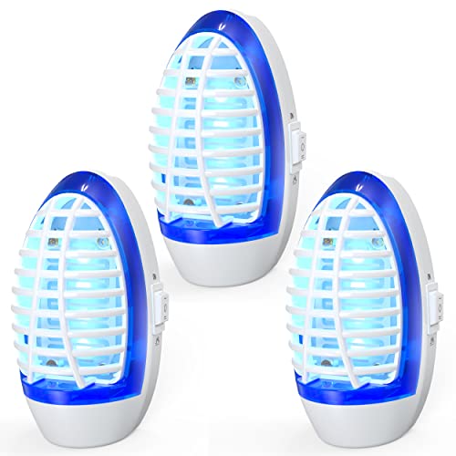 AMZNOONE Bug Zapper Indoor, Electronic Mosquito Zappers, Electric Fly Trap for Living Room, Kitchen, Bed Room, Baby Room, UV LED Light Flies Zappers(3 Packs)