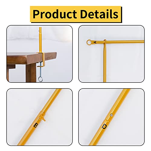 Adjustable Over The Table Rod Stand with Clamps, Black Metal Balloon Flower Arch Stand 35"-50" Tall, 45"-90" Length Ideal for Weddings, Showers, Birthday, Halloween, Thanksgiving Party Decorations