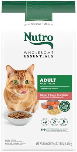 NUTRO WHOLESOME ESSENTIALS Adult Natural Dry Cat Food Salmon & Brown Rice Recipe, 3 lb. Bag