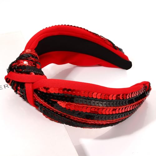 Game Day Knotted Headband Sequin Beaded Football Headband Game Day Sports Wide Top Knot Head Band Hair Accessories Gift