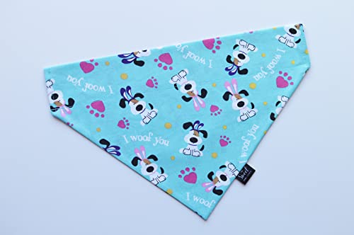 Easter over the collar dog bandana, pastel color spring no tie slip on pet neckerchief (Easter I woof you, X-Small)