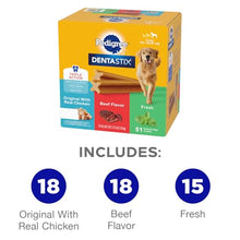 Load image into Gallery viewer, Pedigree Dentastix Large Breed Dog Treats, Original, Beef & Fresh Flavor, 2.73 lb. Variety Pack (51 Treats)