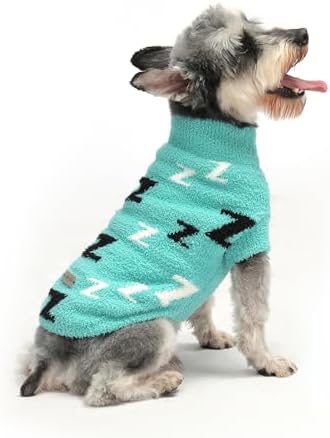 Dog Sweaters Dog Pullover Sweater Dog Clothes Cold Weather Cable Knitwear Thick Warm Outfits for Medium Dogs Large Dogs(Turquoise-XL