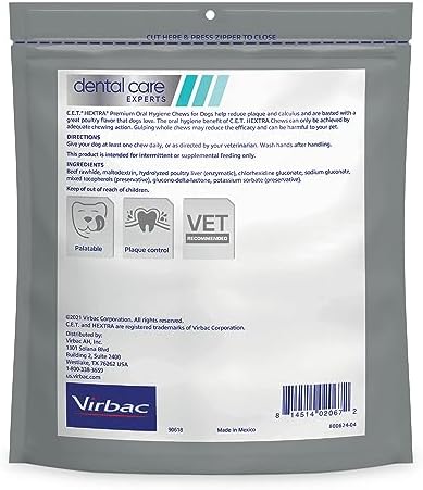 Virbac C.E.T. HEXtra Premium Dental Dog Chews XLarge 51 & Up lb 30 Count