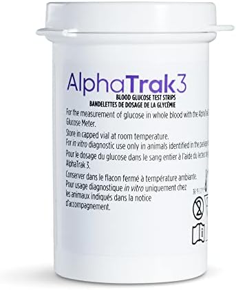 AlphaTrak 3 Test Strips for Use with AT3 Blood Glucose Monitoring System for Cats, Dogs, and Horses, 50 Count