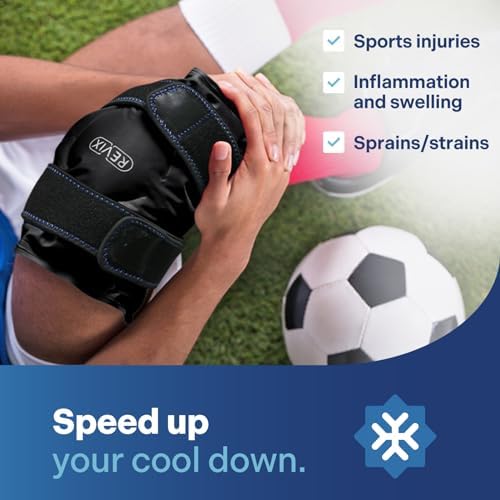 REVIX Ice Wraps for Knee Pain Relief Reusable, Knee Ice Pack with Cold Compress Therapy for Knee Replacement Surgery, Injuries, Swelling, Bruises and Arthritis, Black