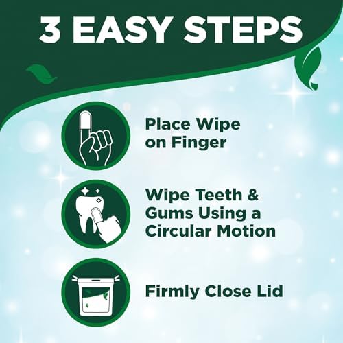 Vet's Best Dental Care Finger Wipes for Dogs, Plaque & Tartar Remover For Teeth, Dog Dental Care Freshens Breath, Teeth Cleaning Finger Wipes for Dogs & Cats, Dog Wipes, Pet Wipes For Cats, 50 Count