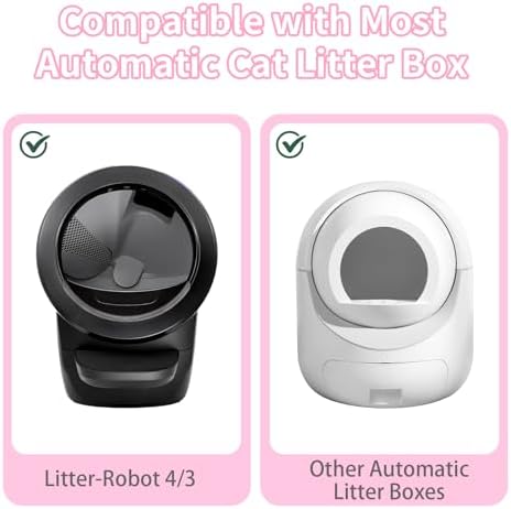 40 Count Cat Litter Box Liners for Automatic Cat Litter Box and Litter-Robot 4/3, Heavy-Duty, Extra Thick, Pink