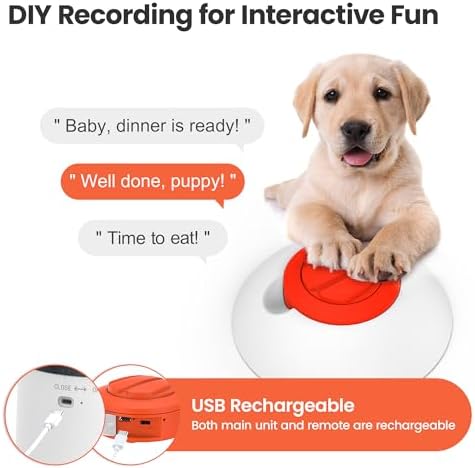 Potaroma Dog Puzzle Feeder Toy, Interactive IQ Training, Electronic Dog Toys, Automatic Rechargeable Treat Dispenser, Push Remote for Dog Food Dispensing for All Breeds of Dogs, 280ml Capacity
