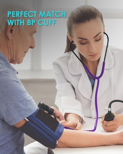 Single Head Stethoscope for Doctors/Nurses/Nursing School Students, Medical and Home Use with Accessories Name Tag, FSA HSA Eligible (Purple Tube, without EVA Case)