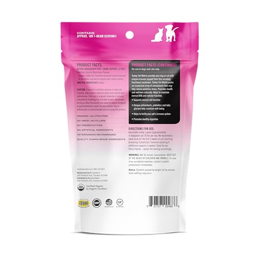 Om Mushroom Matrix Pet - Canine | Turkey Tail | USA Grown Human-Grade Organic Mushroom Powder Pet Supplement | Immunity Support & Holistic Defense for Dogs & Cats | 100 Grams, 3.5 oz
