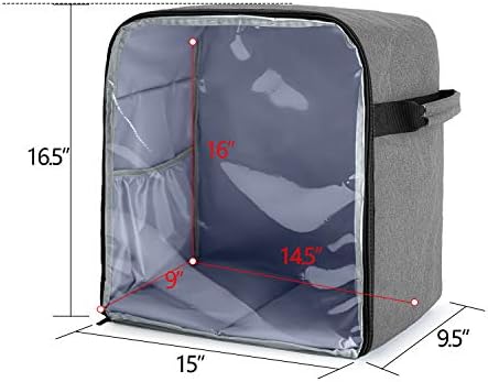 Luxja Dust Cover Compatible with 6-8 Quart KitchenAid Mixers (with a Bottom Padding Pad), Dust Cover (Clear Front Panel) for Stand Mixers and Extra Accessories, Gray (Patented Design)