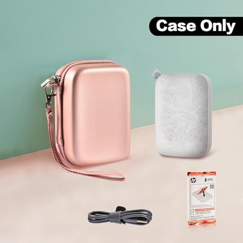 Case Compatible with HP Sprocket Portable 2x3/ Select 2.3x3.4/ 2nd Edition Printer, Travel Carrying Organizer Holder Fits for Zink Photo Paper, USB Cable and More Accessories (Box Only) - Rose Gold