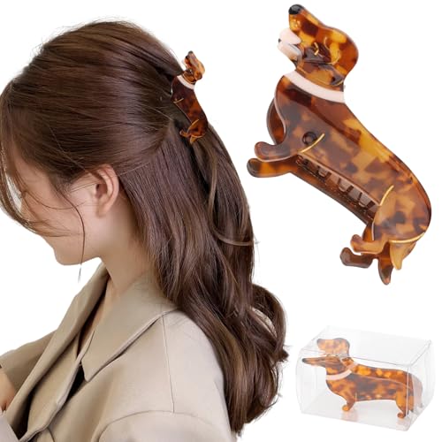 Dachshund Gifts for Women, Acetate Animal Dachshund Dog Hair Clips for Puppy Lovers, Valentines Day Gifts for Her Cute Pet Hair Accessories Stocking Stuffers for Christmas, NewYear, Birthday