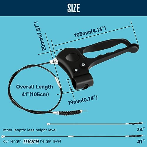 FVRITO 2 Pack Brake Handle Assembly Replacement for Rolling Walker Transport Wheelchair Mobility Knee Walkers Medline Lumex 4-Wheel Folding Drive Rollator Senior Medical Accessories with 41'' Cable