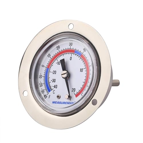 MEASUREMAN Vapor Capillary Flanged Panel Mount Refrigeration Thermometer, 2" Dial, 48" Capillary, -40-65 deg F/-40-20 deg C, Re-Calibration Available (2 Pack)