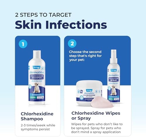Vetnique Dermabliss Chlorhexidine for Dogs Skin Health Antibacterial Wipes for Dogs for Infections, Irritation & Redness Relief (Skin Wipes, 50 Count)
