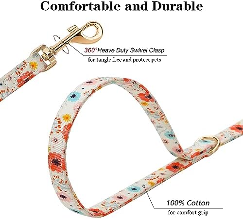 CHEDE No Pull Floral Pattern Dog Harness- Lightweight and Soft Dog Harness, Adjustable Small Dog Harness and Leash Set, with Dog Leash, Suitable for Puppy Small and Medium-Sized Dog