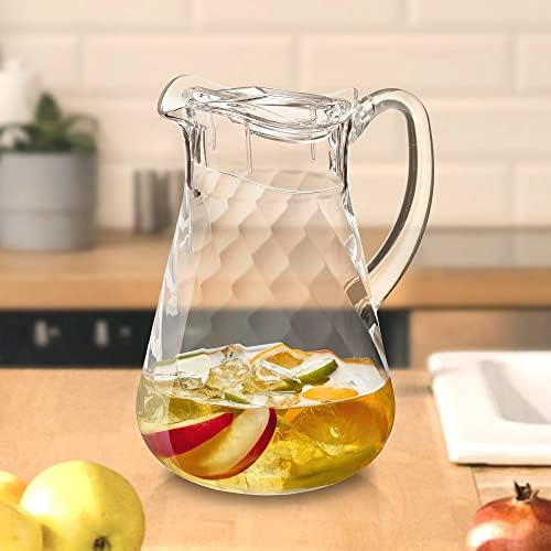 Amazing Abby - Droply Whirly - Plastic Pitcher (64 oz, 2 Quart), Clear Water Pitcher with Lid, Fridge Jug, BPA-Free, Shatter-Proof, Great for Iced Tea, Sangria, Lemonade, Juice, Milk, and More