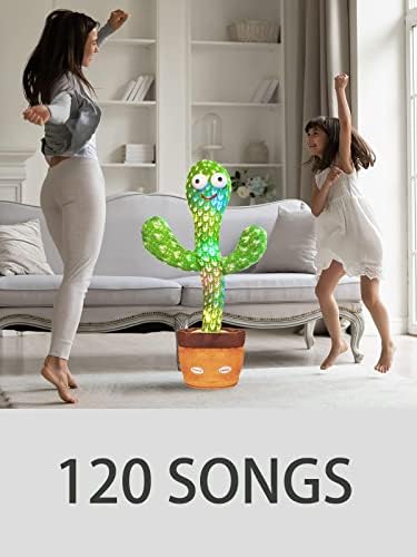 Talking Cactus Toy with LED 120 English Songs, Singing Musical Toy, Tummy Time Toy Baby Mimicking Repeats What You Say (Audio Recording & Retelling)