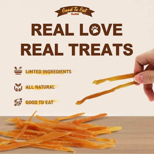 Gootoe Chicken Breast Jerky Strips Dog Treats – All Natural, Hypoallergenic & Grain-Free, High-Protein, Healthy & Easily Digestible, Soft Texture, Resealable 1 lb Value Bag (Pack of 1)