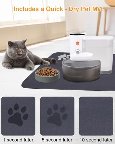Smart Pet Water Fountain,Wireless Cat Water Fountain No Filter,3.5L/118oz Ultra Silent Cat Fountain,Sewage Separation & Always Fresh Water(with A Quick Dry Pet Mat)