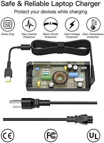 65W Laptop Charger Replacement for Lenovo Laptop Thinkpad Computer AC Power Adapter - Square Yellow Tip