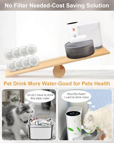 Smart Pet Water Fountain,Wireless Cat Water Fountain No Filter,3.5L/118oz Ultra Silent Cat Fountain,Sewage Separation & Always Fresh Water(with A Quick Dry Pet Mat)