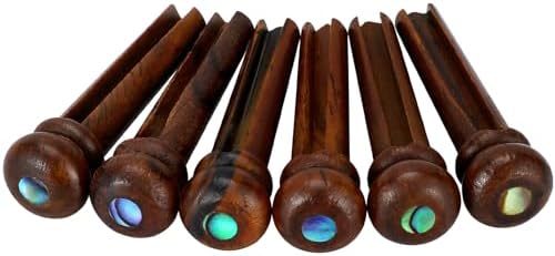 Blisstime 6pcs Rosewood Guitar Bridge Pins Inlaid Abalone Dot Acoustic Guitar Replacement Parts
