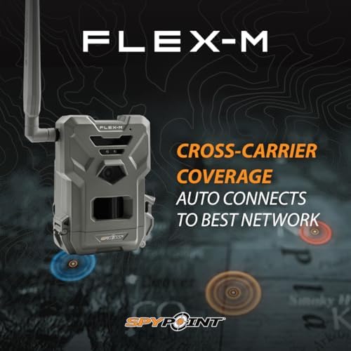 SPYPOINT Flex-M Cellular Trail Camera - Best Hunting Accessories, No WiFi Needed, Night Vision, Motion Activated, Dual-Sim LTE, IP65 Water-Resistant Game Camera, 28MP Photos, 720p Videos + Sound (1)