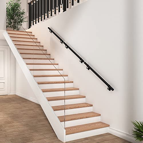 ROTHLEY Pipe Handrails for Indoor Stairs: 3.3FT Stair Railing Steel Hand Railings for Stairs Indoor Wall Mount Stair Handrail Complete Kit 1.6" Round Metal Stair Railing for Elderly & Kids