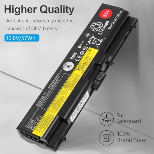 10.8v 57wh 55+ T410 SL410 0A36303 New Replacement Laptop Battery for Lenovo ThinkPad T510 T520 W510 W520 L412 L420 L512 SL510; P/N 42T4799 42T4751 42T4235 42T4753 42T4796, 6-Cells