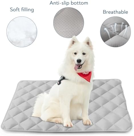 Dog Crate Pad 2 Pack (36" x 23"), Soft Dog Crate Mat with Anti-Slip Bottom, Machine Washable Kennel Pad, Crate Pads for Dog Cages, Dog Bed for Crate, Fits 36 Inch Dog Crate, Grey