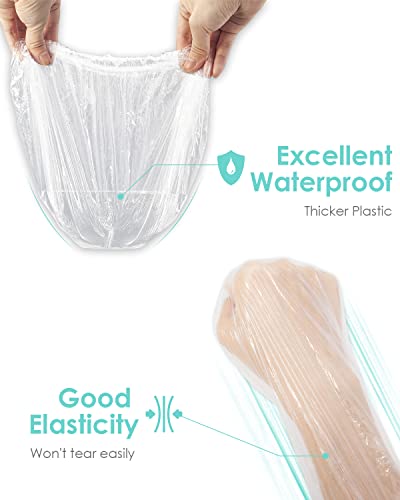 Auban 100PCS Disposable Shower Caps Individual Packing, Plastic Clear Hair Cap Large Thick Waterproof Bath Caps for Women, Hotel Travel Essentials Accessories Deep Conditioning(19.3")