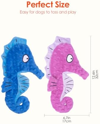 HGB Squeaky Dog Toys - No Stuffing Crinkle Plush Dog Toys for Small Medium Large Breeds, for Aggressive Chewers, Puppy Teething, Pet Entertaining, 2 Pack