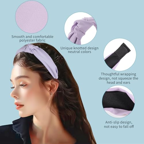 8Pcs Headbands for Women, Top Knotted Headbands Fashion Women Headbands Knotted Wide Headbands Solid Color Hair Accessories Daily Galentine's Day Gifts