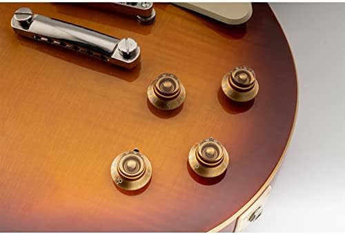 Musiclily Pro Inch USA LP Guitar Top Hat Knobs Fine 24-Spline Bell Knobs for USA Les Paul CTS Pots Electric Guitar, Gold (Set of 4)
