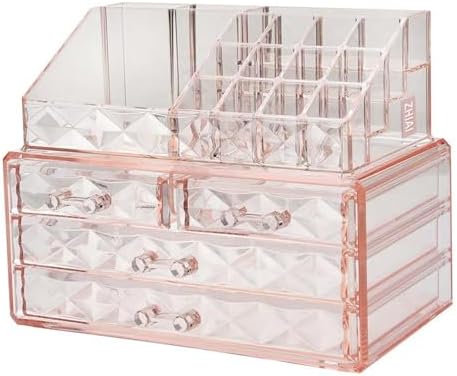 ZHIAI Stackable cosmetic organizer with drawers, easy to organize cosmetic products accessories Suitable for vanity, toilet, bathroom and bedroom organization and storage