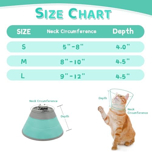 Cat Cone Collar Soft to Stop Licking, Adjustable, Foldable Lightweight Kitten Cones After Surgery Recovery for Cats & Kittens, Cat Cone Alternative (Green, S)