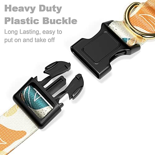 Rnivvi Dog Collar for Large Dogs, Cute Heavy Duty Adjustable Puppy Collar with Quick Release Buckle for Boy Girl & Female, Pet Accessories for Walking Running, L Length 1" Width, Abstract Leaves
